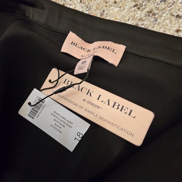 Chico's Black Label Stretch Satin Skirt, Size 18, Black NWT - Picture 8 of 12